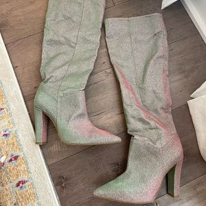 Free People Knee High Shimmer Boots
